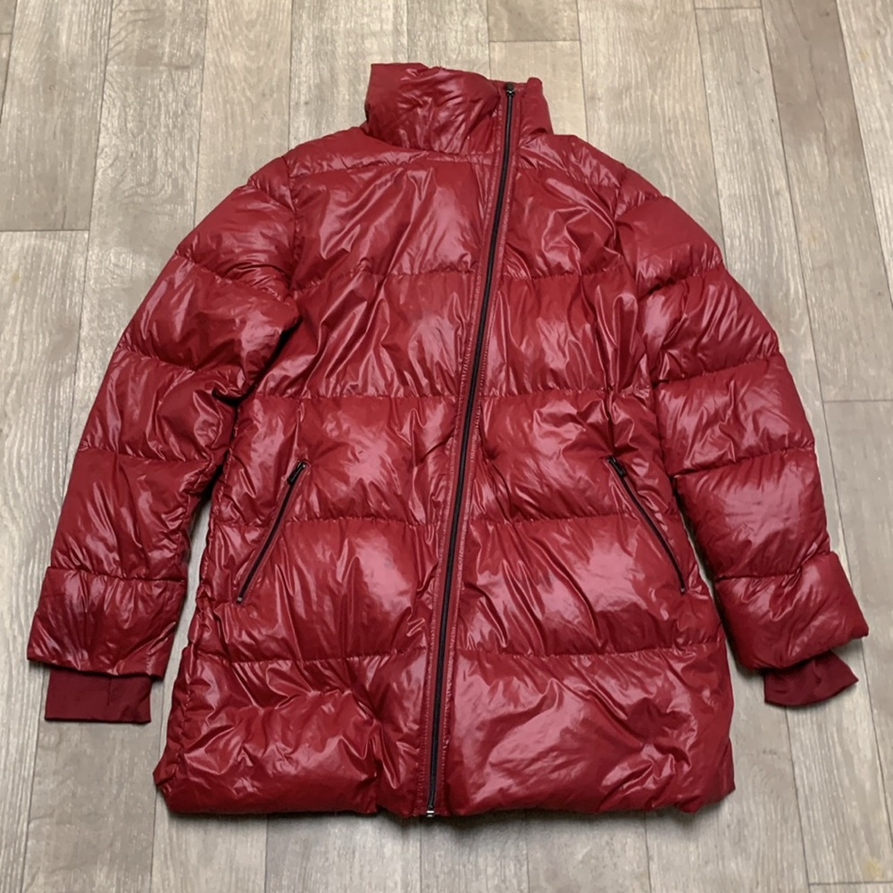 Womens G‎ By Giuliana Down Feathers Diagonal Lightweight Red Puffer Jacket